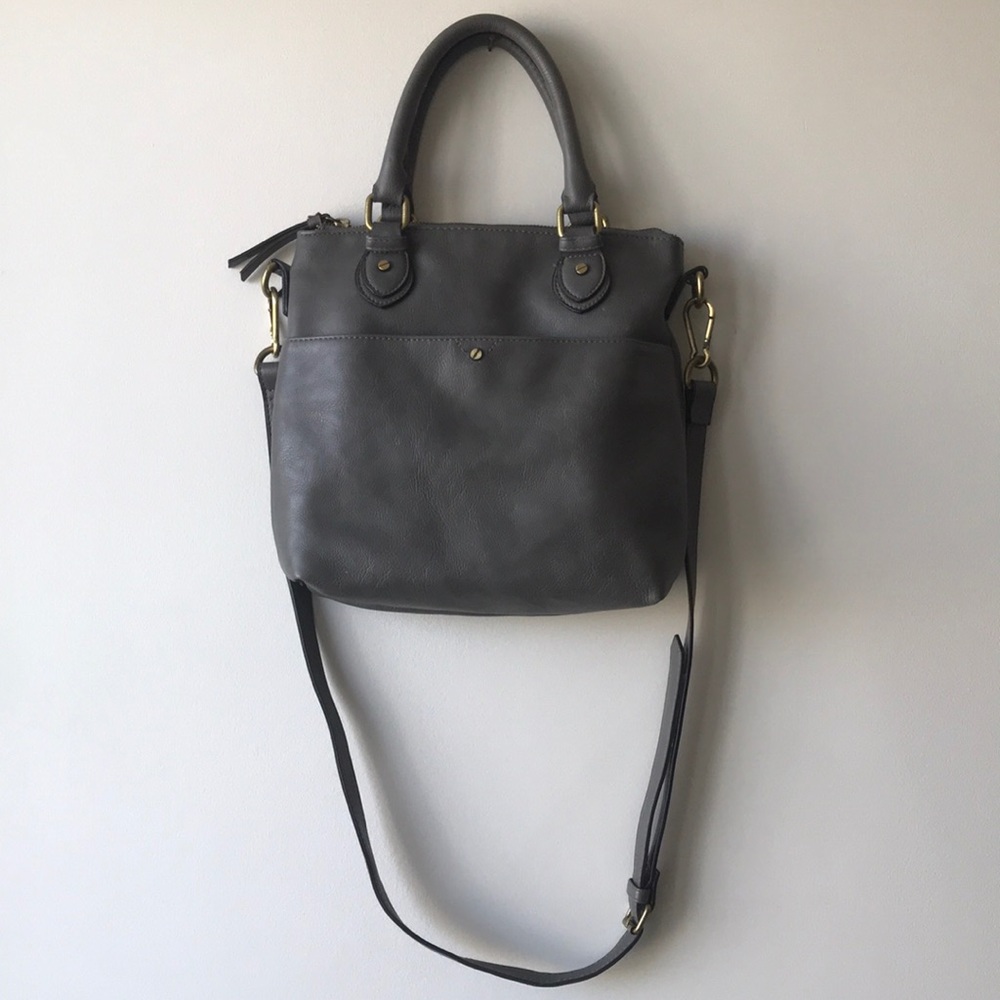 Merona Gray Cuir Leather Handbag